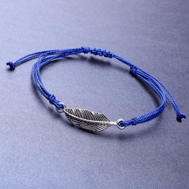 New Wax Wire Braided Bracelet Waterproof Silver Leaf