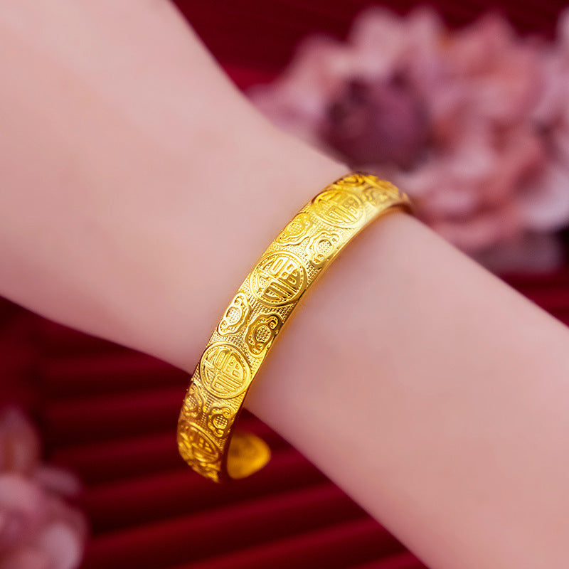 Retro With Opening Alluvial Gold Plated Bracelet