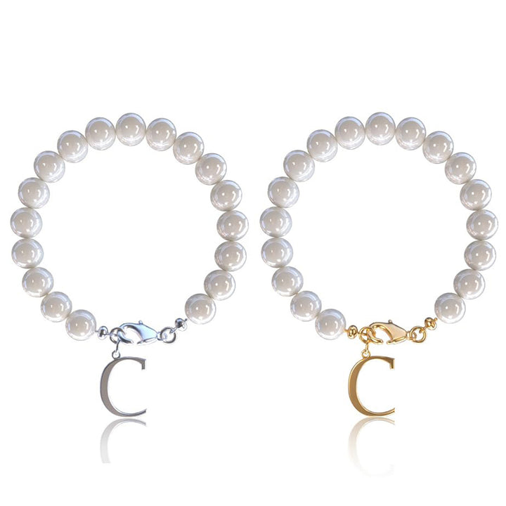 Letter Bracelet Suit Stainless Steel Stringed Pearls