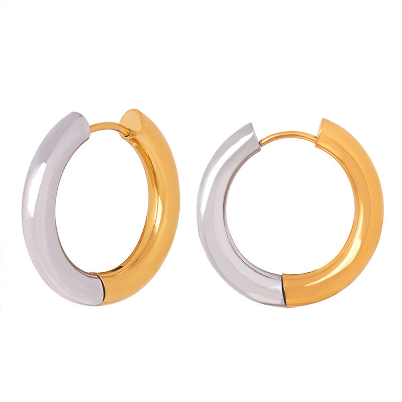 Simple Titanium Steel Round Ring Earrings Women