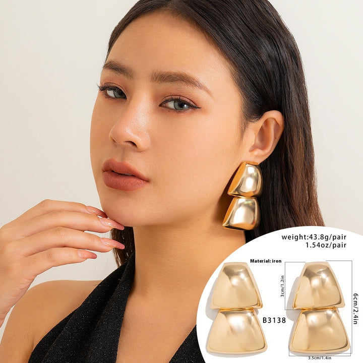 Fashion Design Glossy Folding Stud Earrings For Women Retro