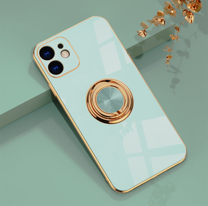 Car Electroplating Solid Color Ring Phone Case