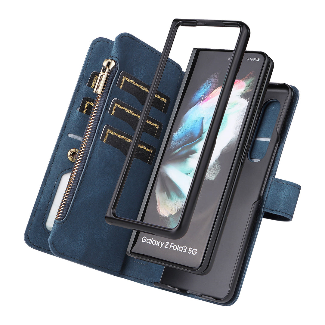 Z Fold 4 Mobile Phone Leather Case Multifunctional Zipper Wallet Case