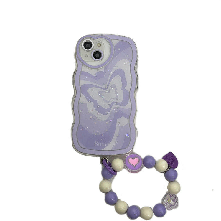 Epoxy Purple Butterfly Bracelet Glitter Soft Shell Phone Case