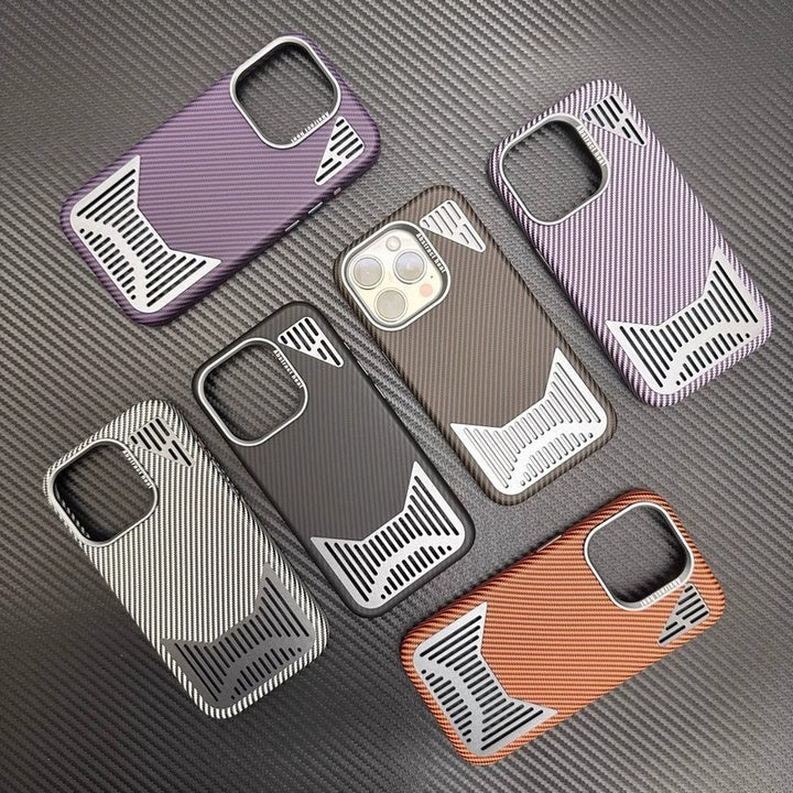 Carbon Fiber Pattern Phone Case Magnetic Drop-resistant Protective Cover