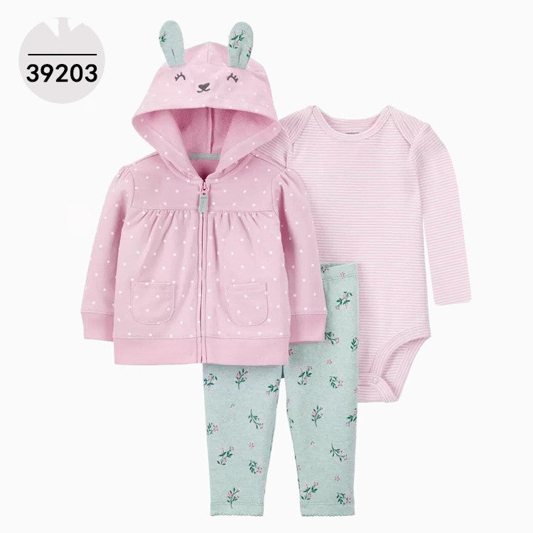 Hooded Long Sleeve Jacket Bodysuit Three Piece Kids' Suit