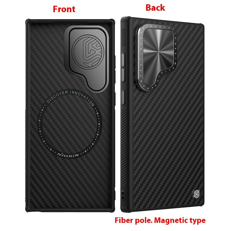 Fiber Pole Kevlar Magnetic Mobile Phone Lens Bracket Protective Case