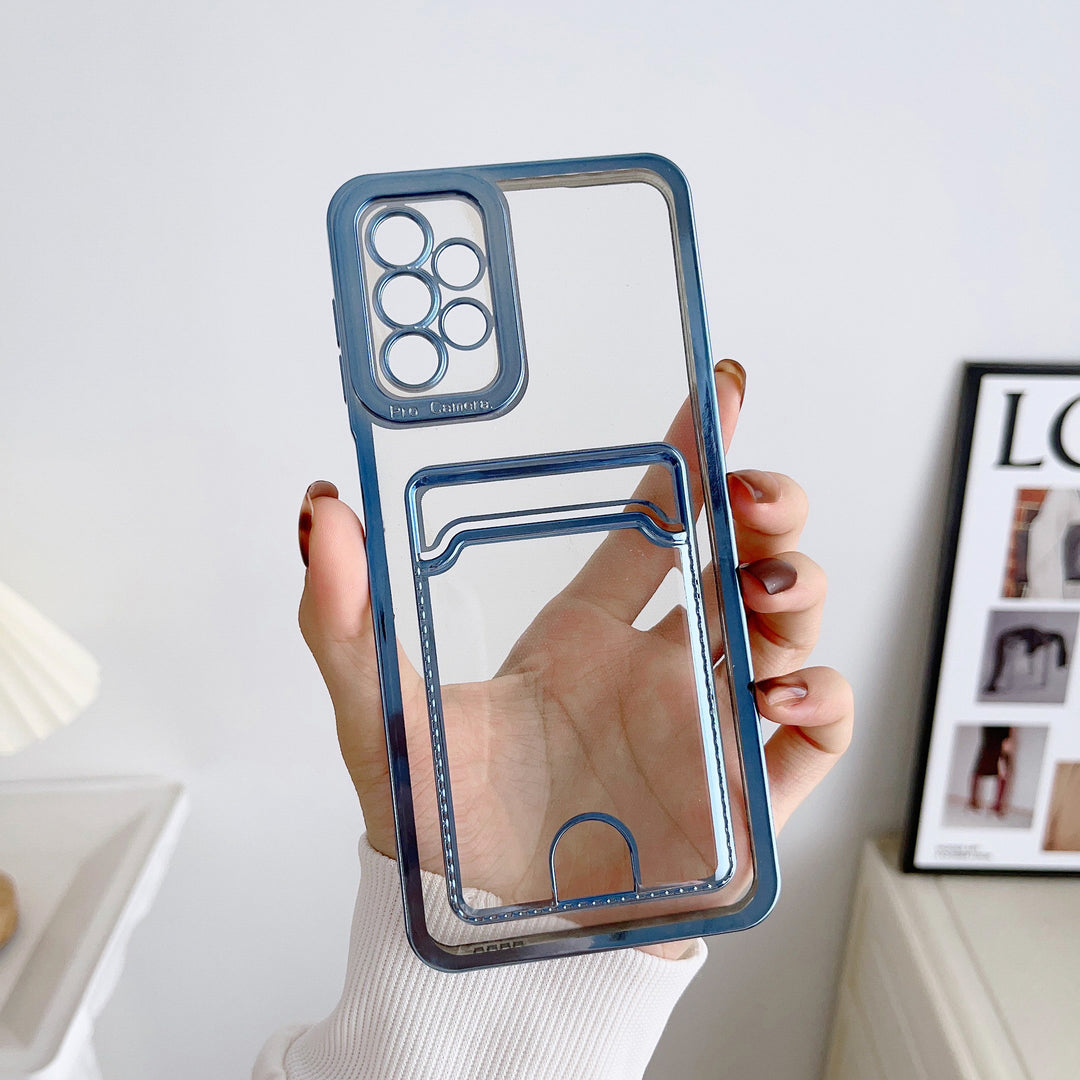 Electroplating Card Holder Phone Case Anti-slip Pattern Silicone Case