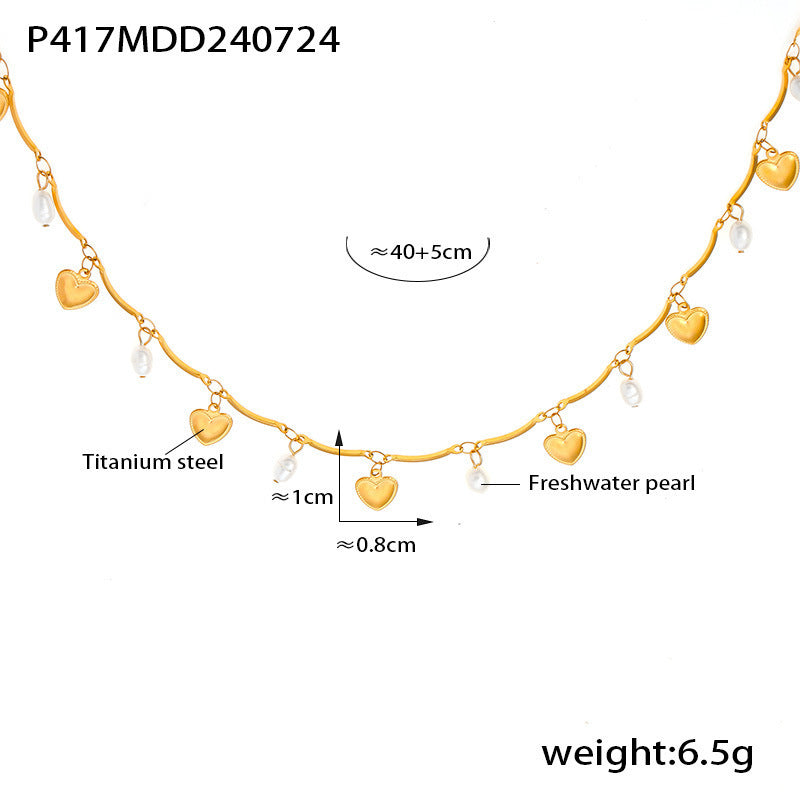 Geometric Natural Colier natural natural de perlă de apă dulce Colier de modă Accesorii cu mai multe elemente din oțel din oțel din titan 18k