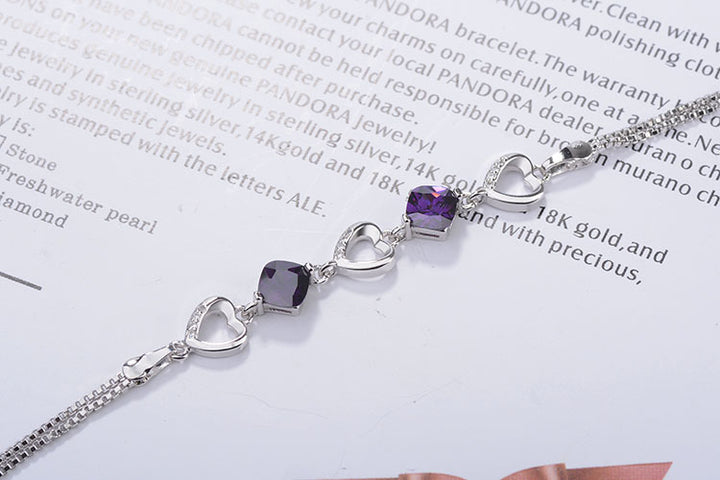 Diamond Love Heart Shaped Bracelet Women