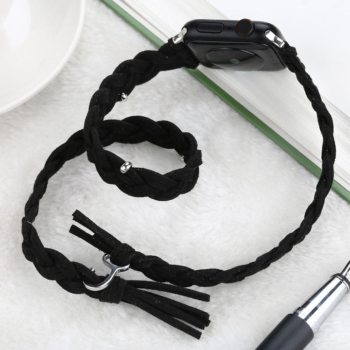 Leather Cord Braided Smart Watch Strap