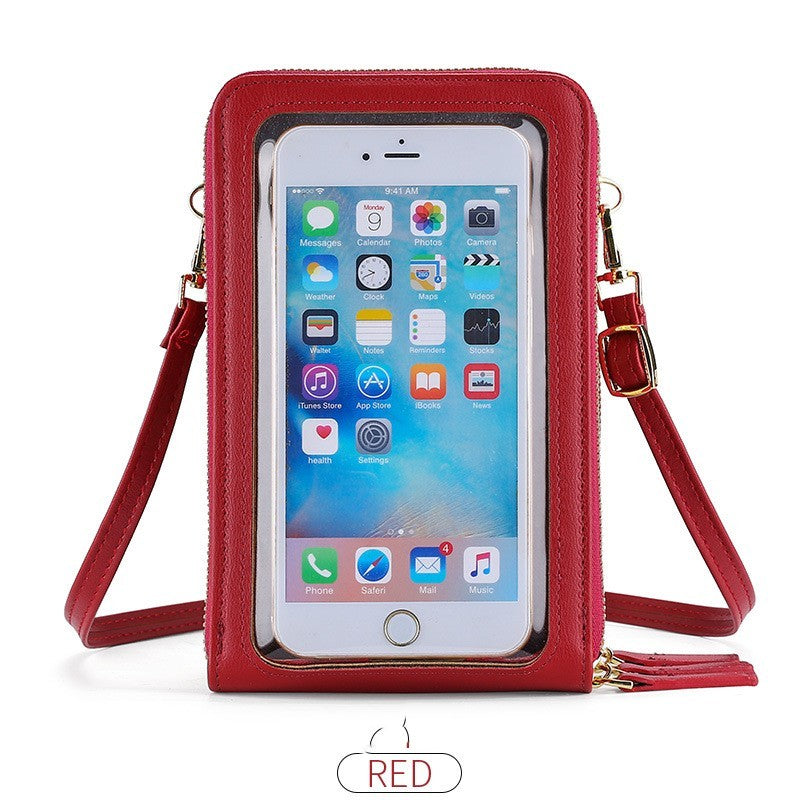 Korean Version Large Capacity Transparent Window Mobile Phone Bag