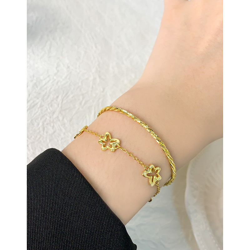 Design Versatile Geometric Hollow Small Flower Bracelet