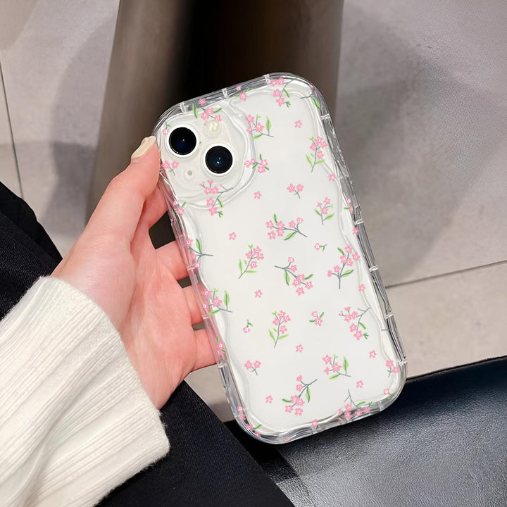 Fashion Brand Cream Pattern Transparent Case 15 Phone CaseFlowers