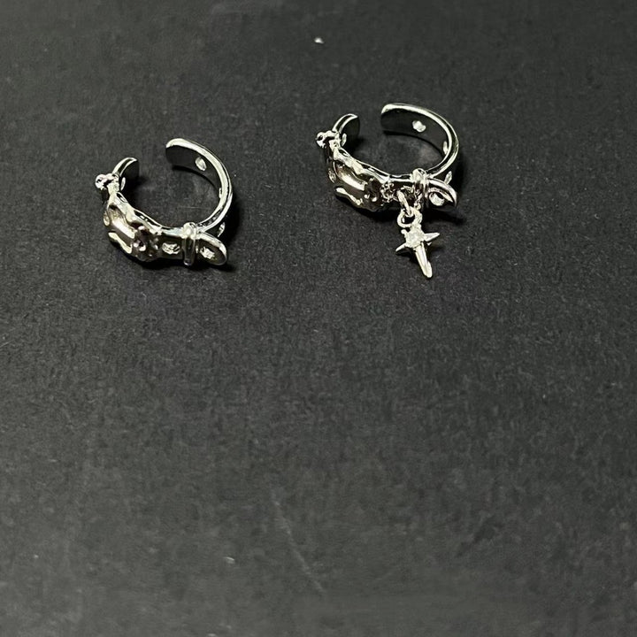 Cross Earrings Asymmetric Non-pierced Ear Bone Clip