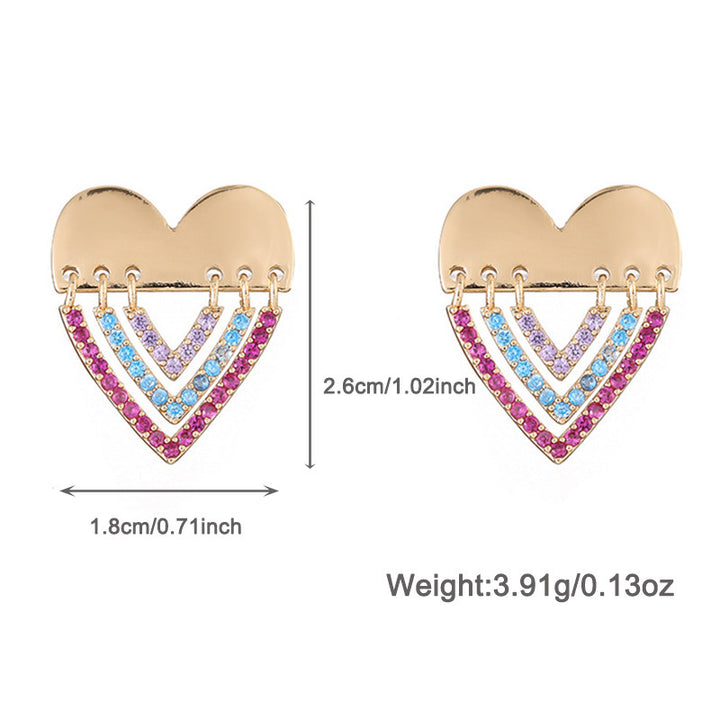 Original Design Love Colorful Crystals Necklace And Earrings Suite