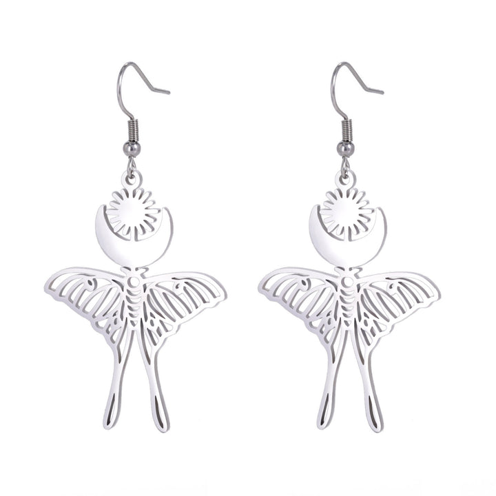 Moon Sun Butterfly Pendant Earrings For Women