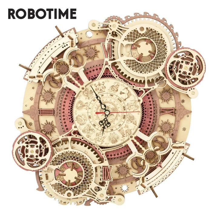 Robotime rokr zodiac perete ceas 3d puzzle din lemn model de asamblare jucării cadouri pentru copii adolescenți lc601 suport dropshipping