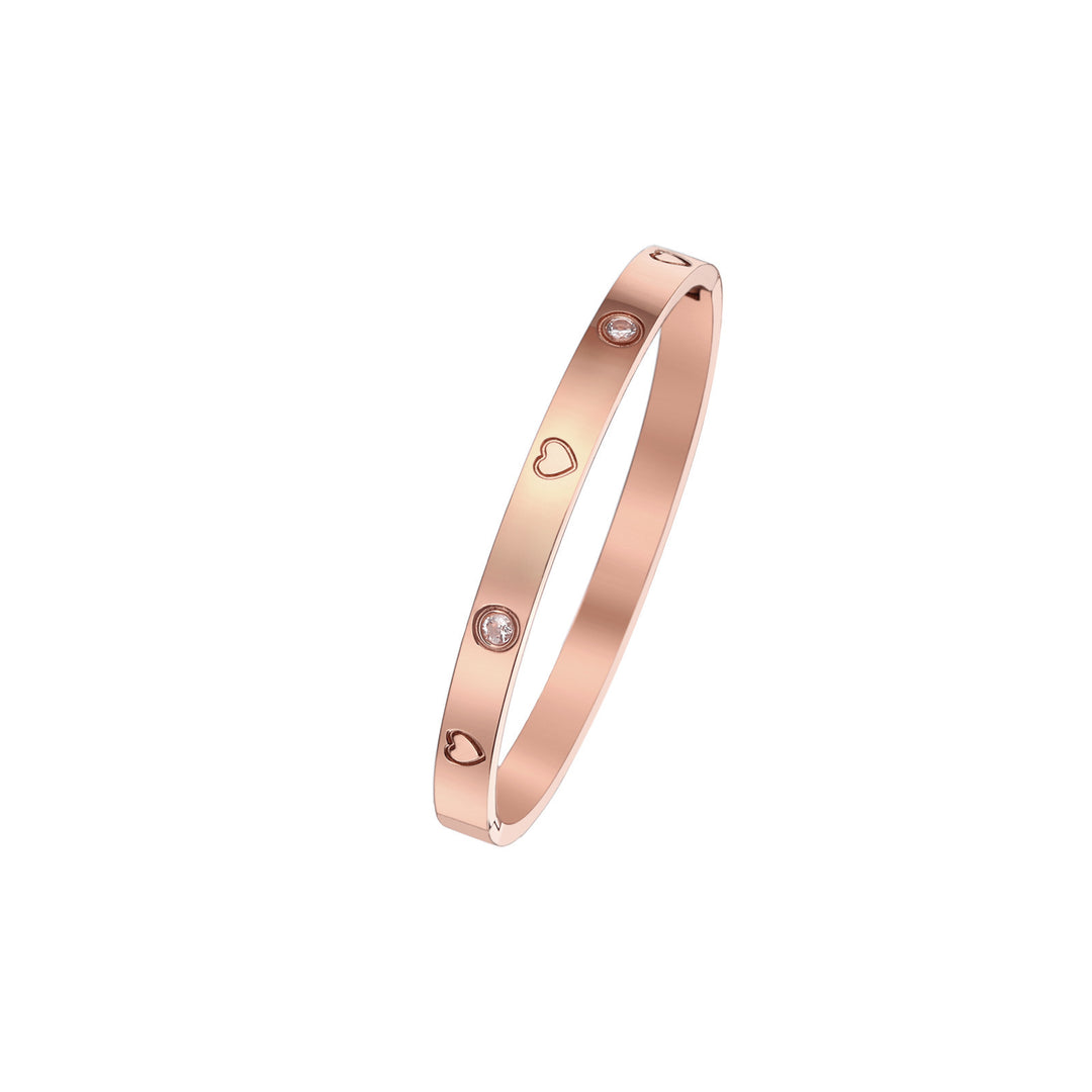 Popular Peach Heart Diamond Stainless Steel Bracelet