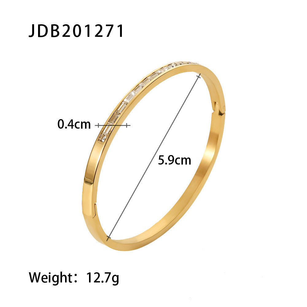 Fashionable And Versatile Gold-plated Stainless Steel Bracelets With Zirconia