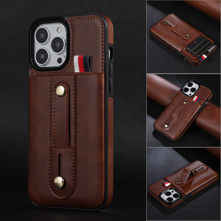 New Creative Ring Buckle Leather Card Mobile Phone Case Protective Cover