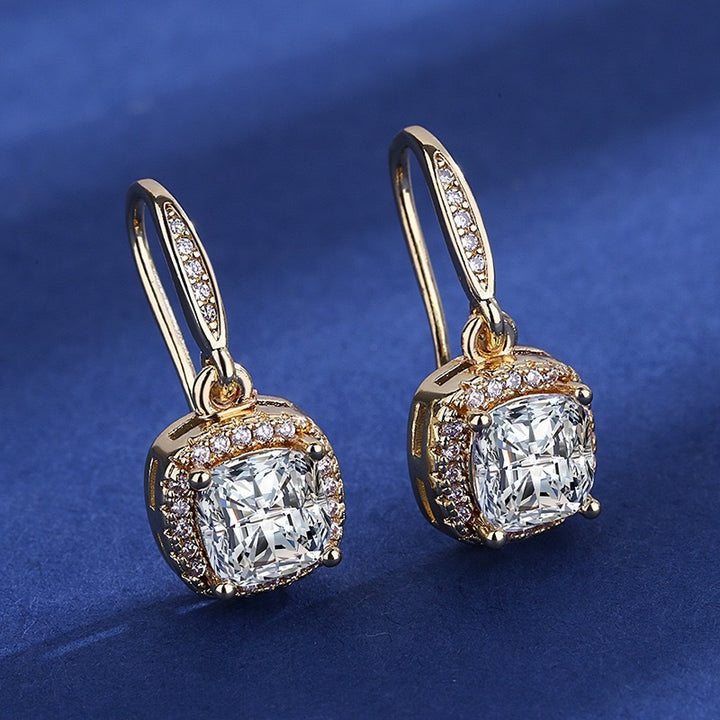 Fashion Long Square Zircon Earrings Women