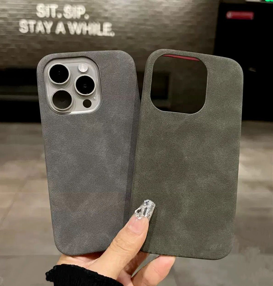 New High-grade Solid Color Suede Phone Case