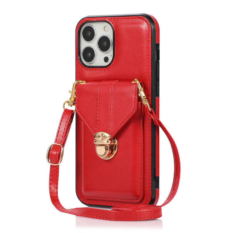 Creative Card Leather Diagonal Lanyard New Mobile Phone Case