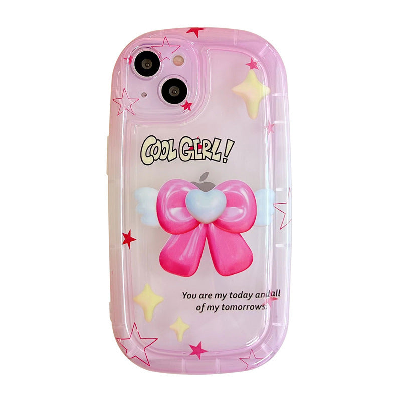 Sweet Love Heart Bow Wrist Band Phone Case