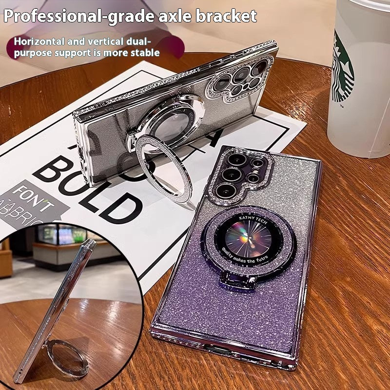 Glitter Magnetic Bracket Phone Case High-grade Lens All-inclusive Drop-resistant