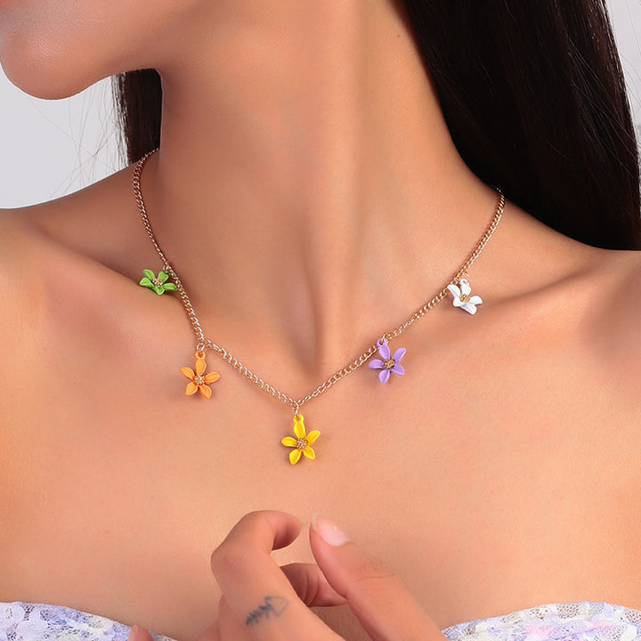 Women's Fashionable Fabric Handmade Flower Collarbone Chain