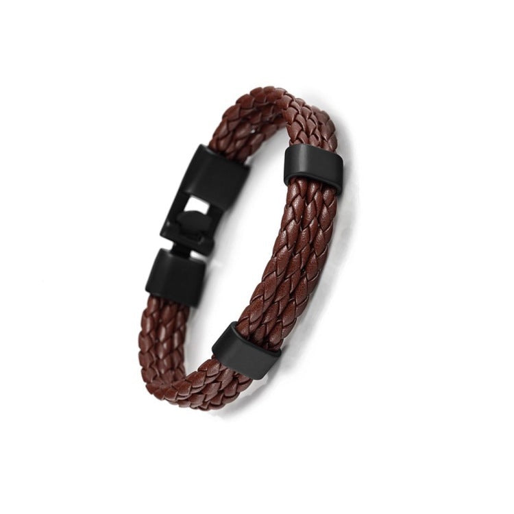 Leather Braided Bracelet Alloy Buckle