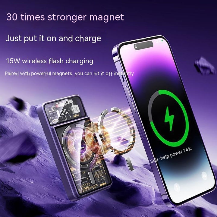 With Cable Magnetic Suction Wireless Charger Large Capacity Portable Power