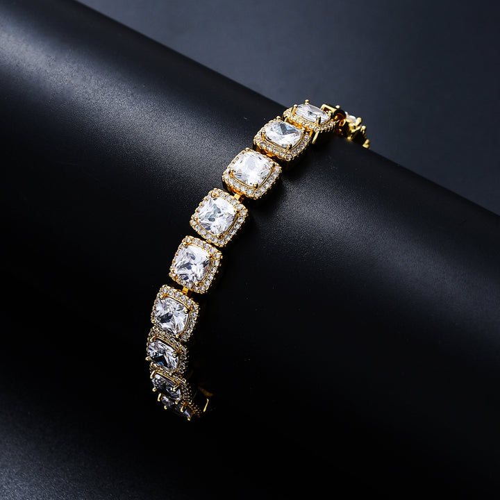 10mm Square Rock Sugar Zircon Necklace Men