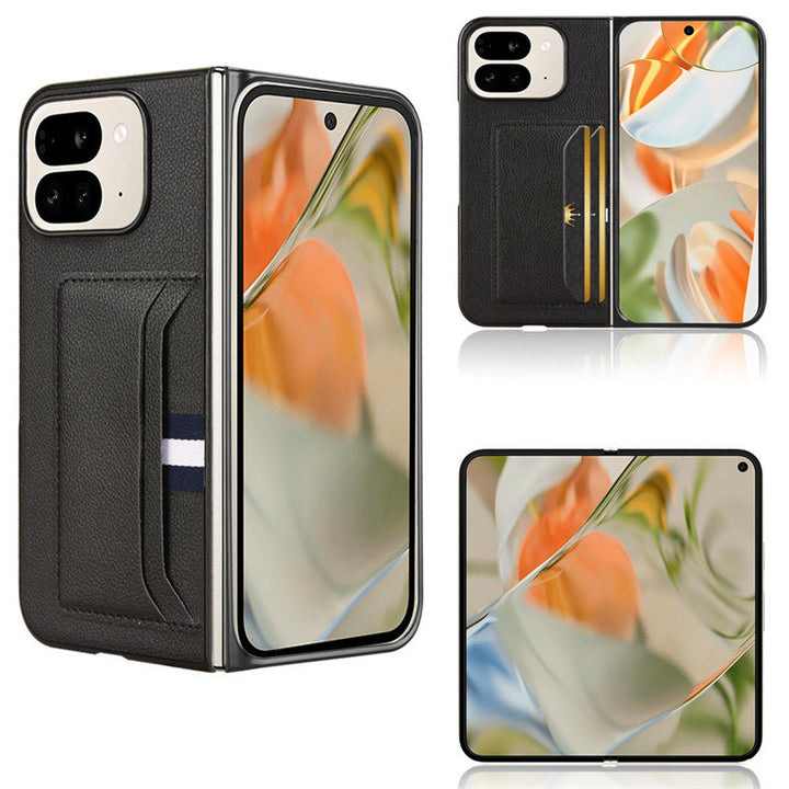 Ecran pliabil Telefon Introduceți card Lychee Pattern Cover de protecție