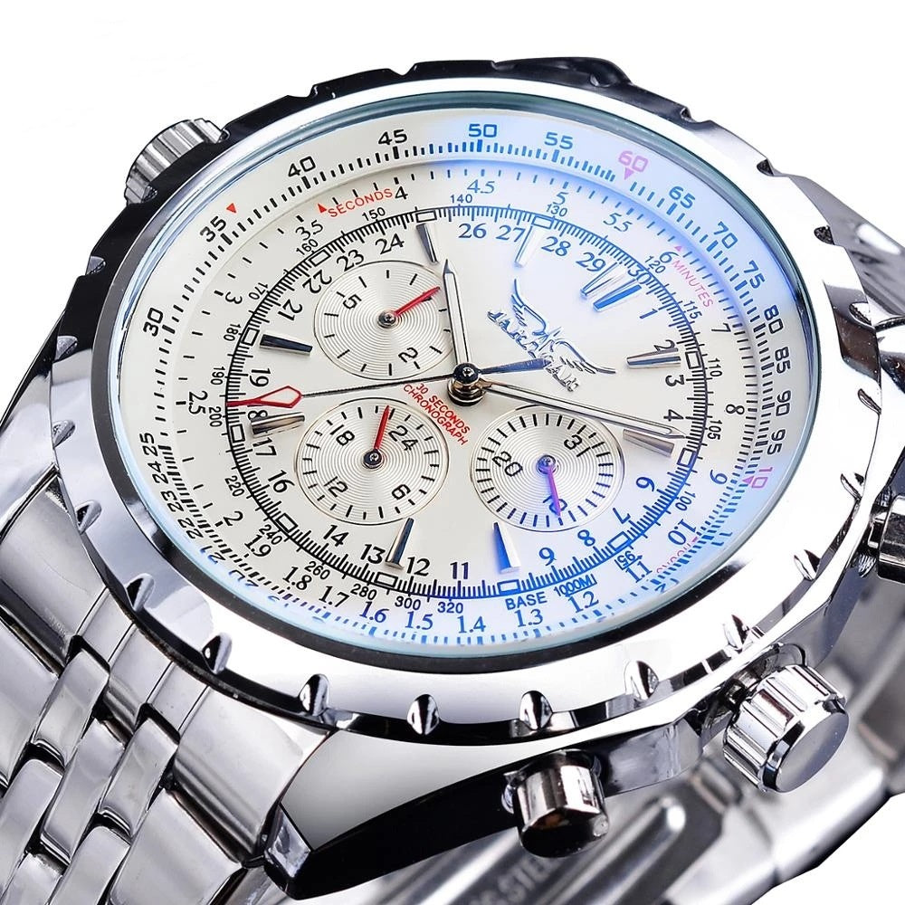 Men's Stainless Steel Business Three-plate Six-pin Automatic Mechanical Watch