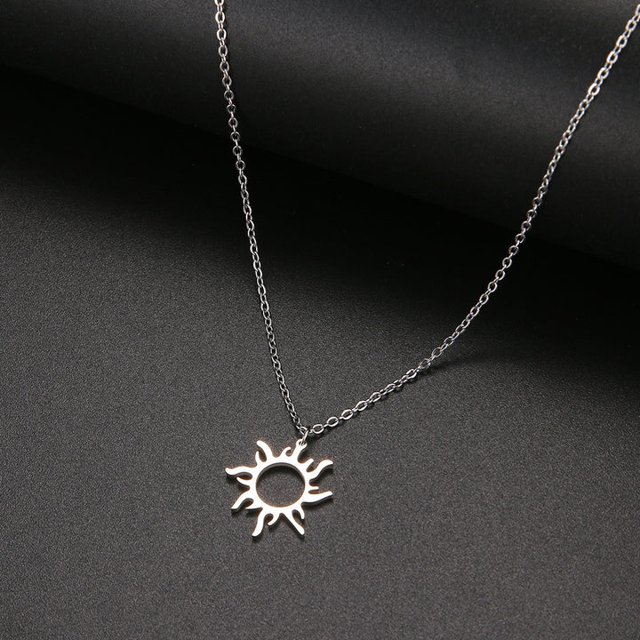 Titanium Steel Plating Ethnic Sun Totem Pendant Clavicle Necklace