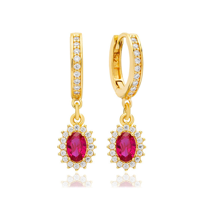 Geometric Color Zircon Sterling Silver Needle Light Luxury Earrings For Women