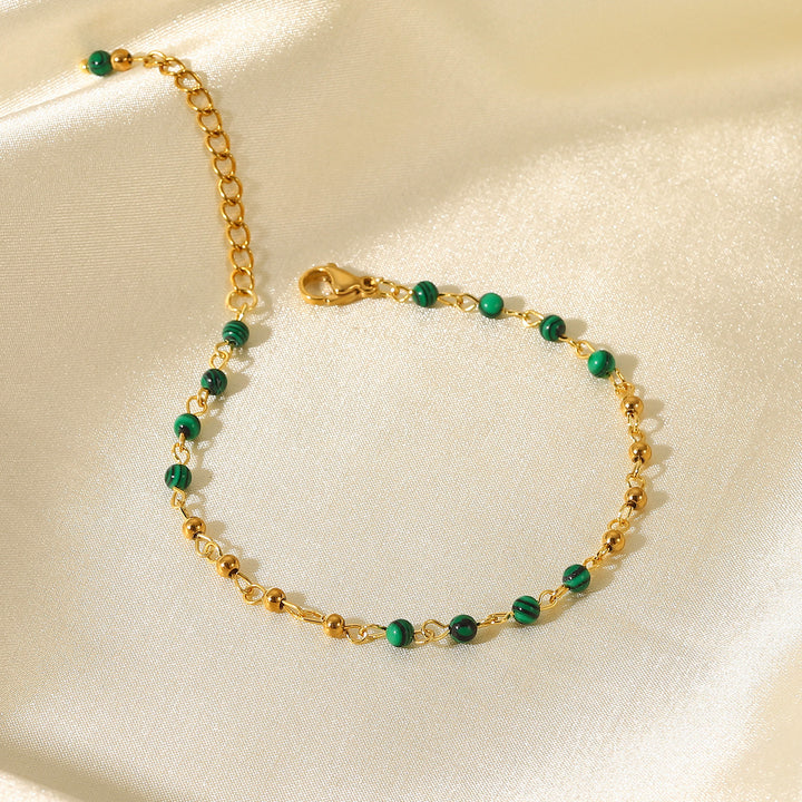 Women's Fashion Geometric Malachite Ball Bracelet