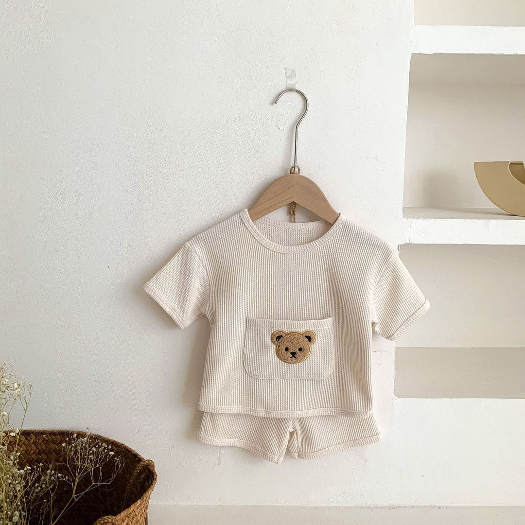 Unisex Baby Suit Clothes For Babies Summer Two-piece Bear Top Shorts