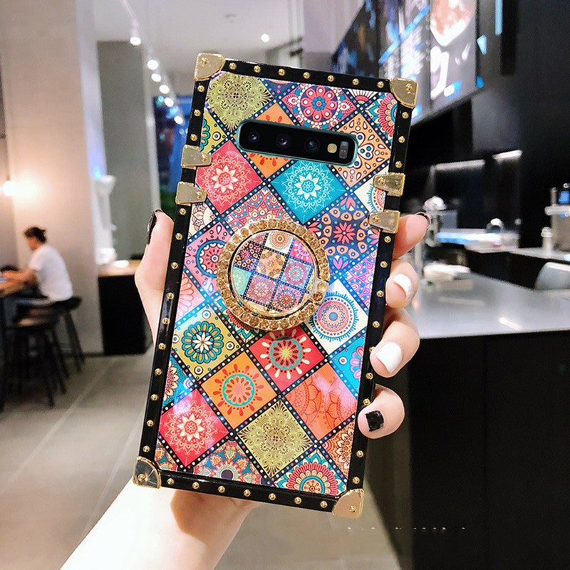 Potrivit pentru 11 brand de modă Samsung S10 Telefon mobil Carcasă National Stil S9Plus Square S8 Ring Suport