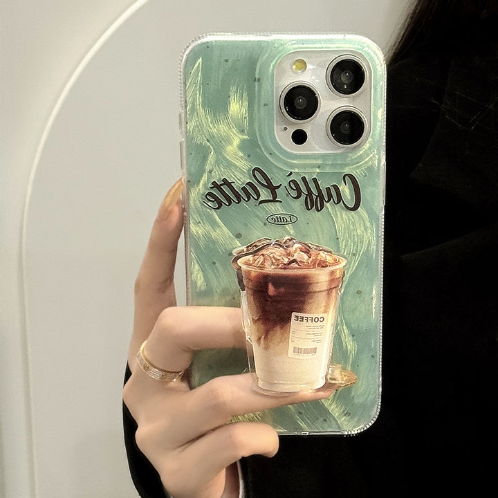 Mint Green Splash Ink Coffee Bracket Phone Case