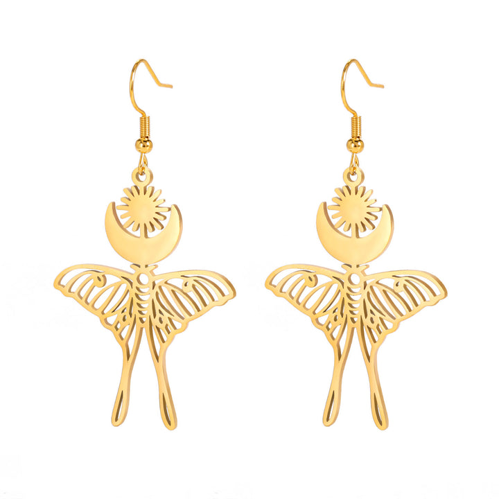 Moon Sun Butterfly Pendant Earrings For Women