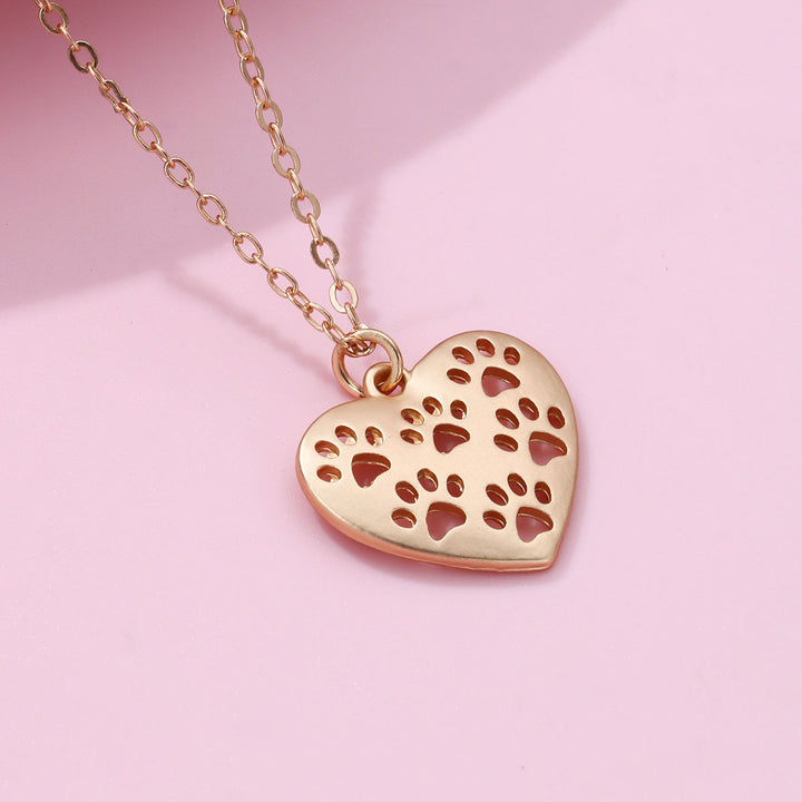 Heart Cat's Paw Necklace Hollow Design Alloy