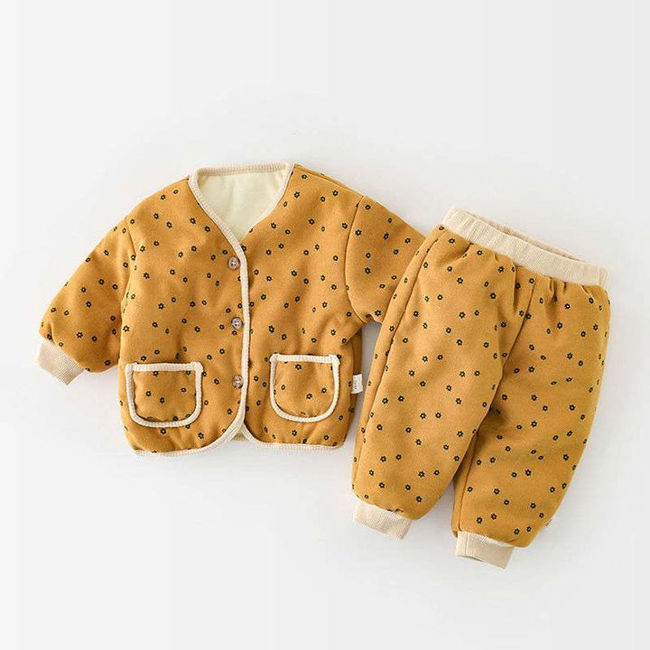 Fleece Thickened Winter Children's Baby Clothes Set