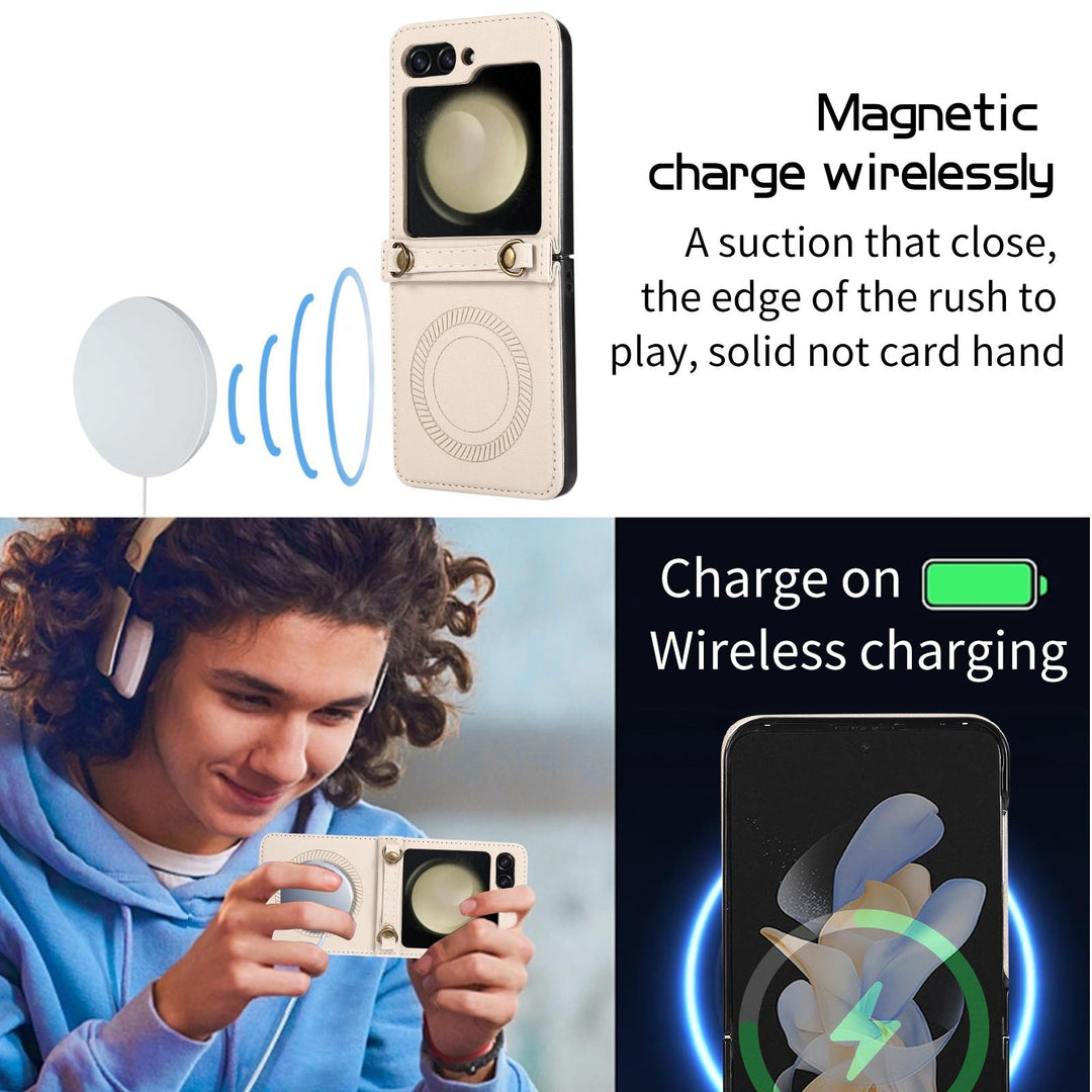 Wireless Charging Magnetic Suction Crossbody Flip Phone Case