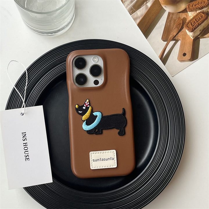 High-grade Leather Sausage Dog Phone Case