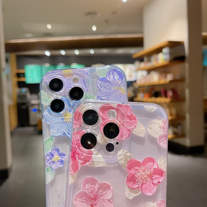 Luminous Oil Painting Flower Quicksand Phone Case