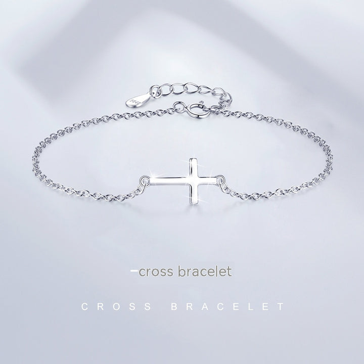 Sterling Silver Simple Cross S925 Sterling Silver Brățară Sterling Silver Bijuterii