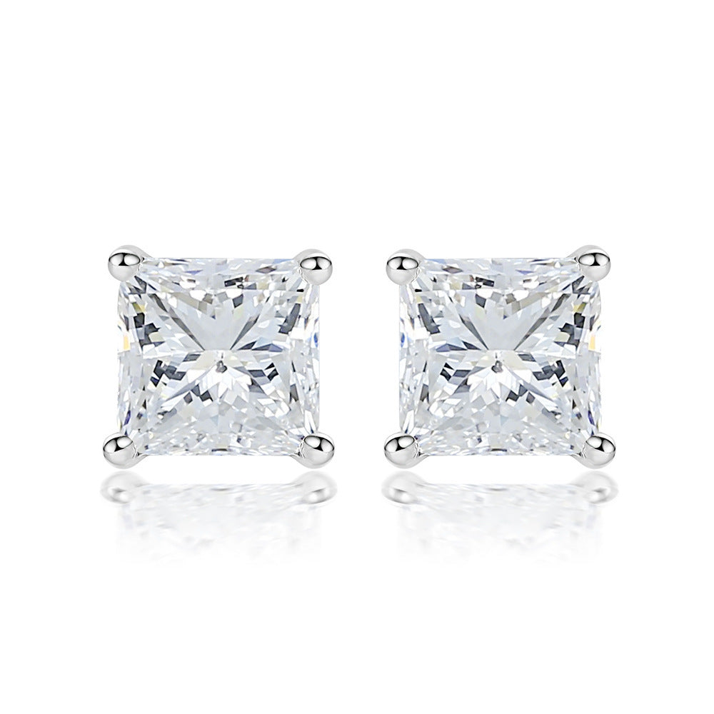 Women's Crown Heart-shaped Zircon 925 Sterling Silver Stud Earrings